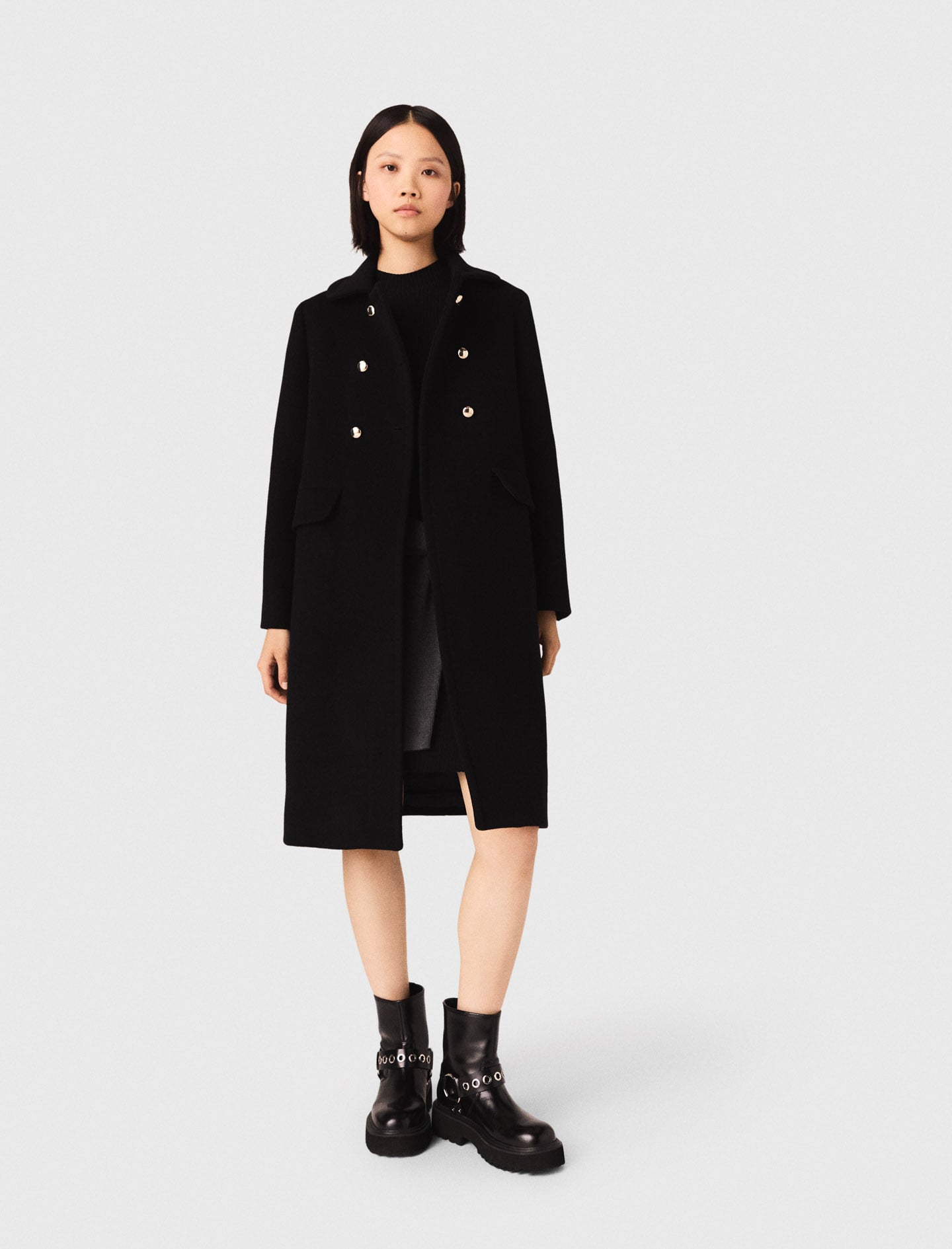 Long wool blend coat