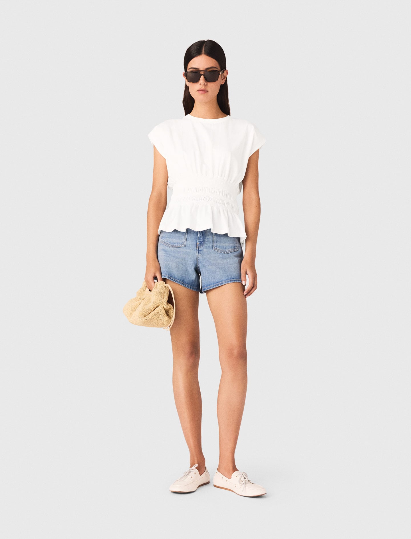 Fitted pleated T-shirt