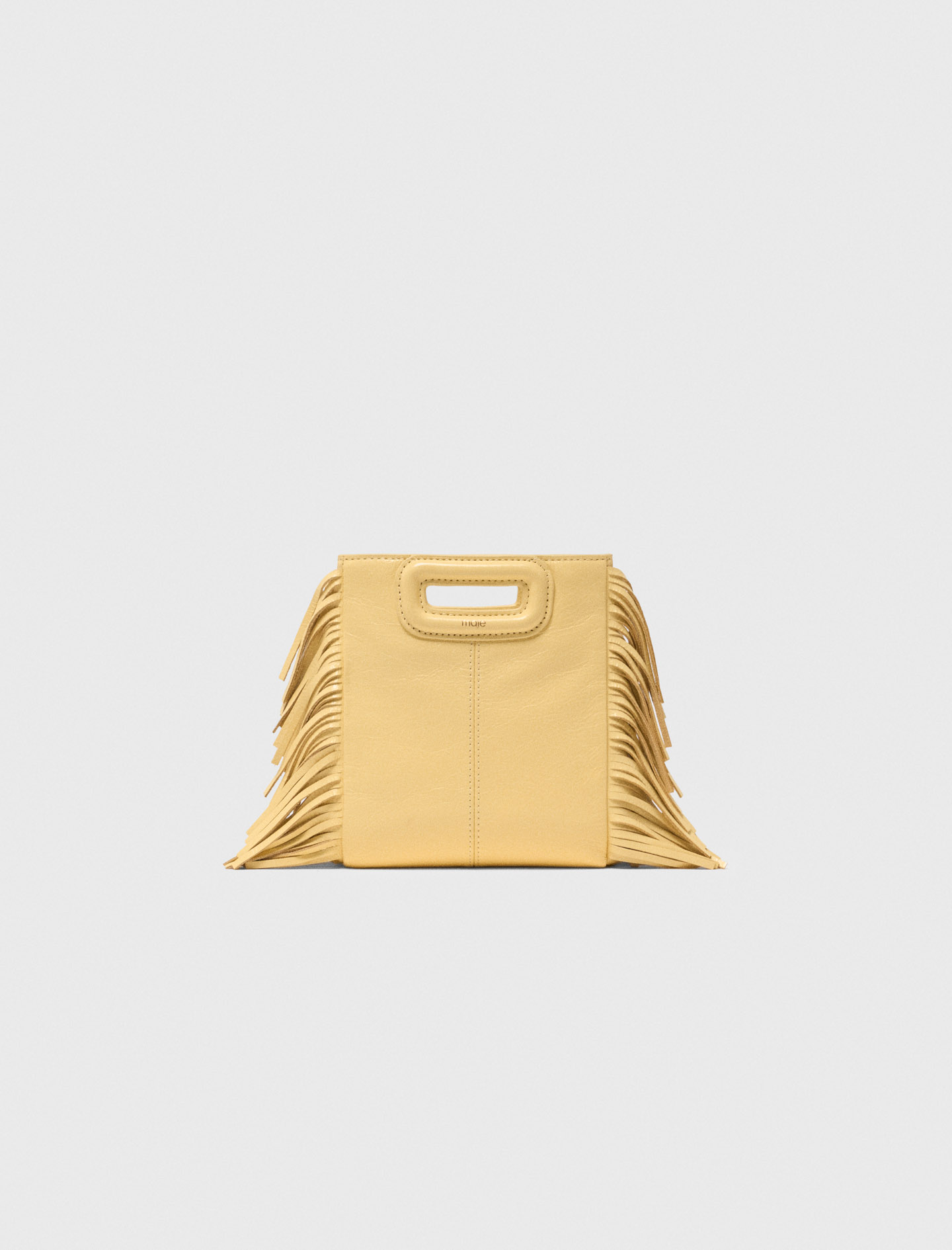 Matte crackled leather M Mini bag Pale Yellow for Women | Maje