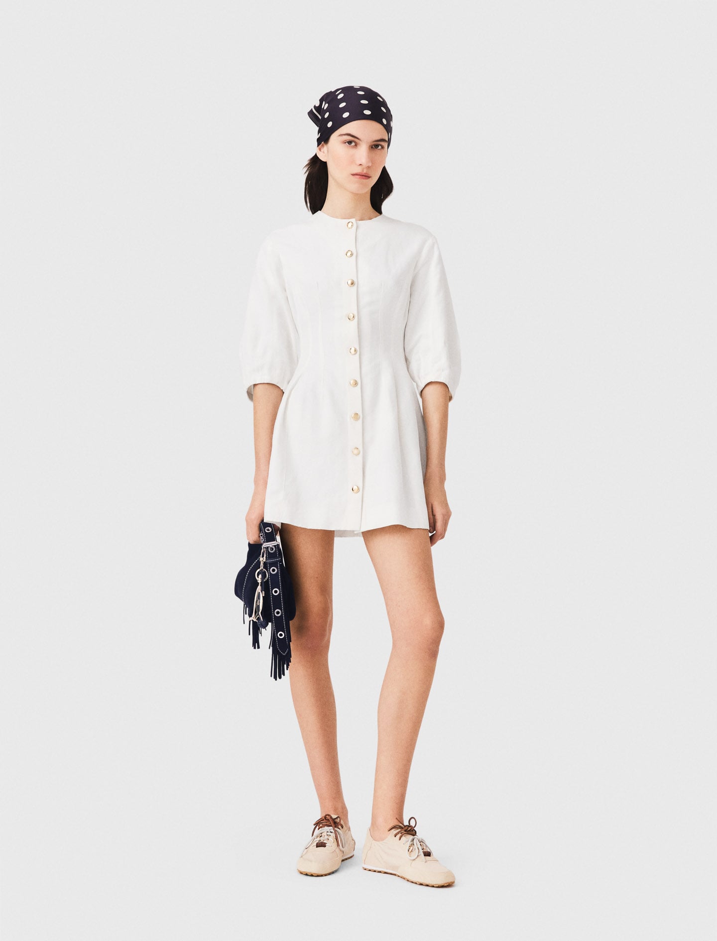 Short linen blend dress
