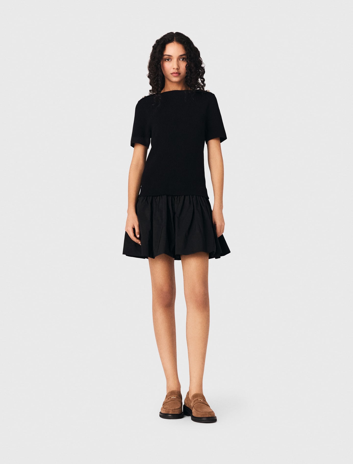 Short knit and taffeta dress