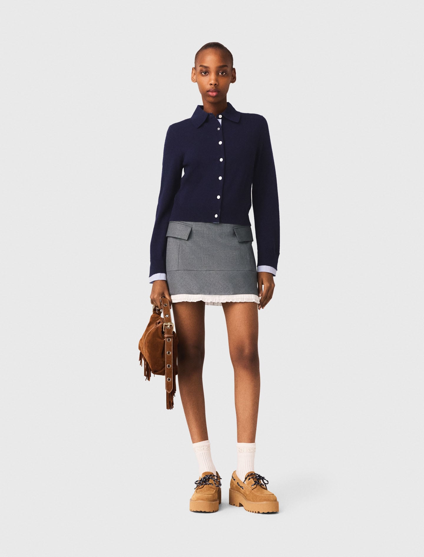 A-line poplin skirt with band