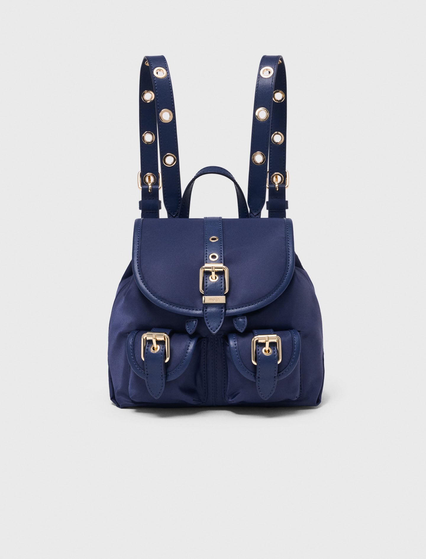 blue leather backpack handbag Lungarno Way Zipper With Leather Pullers Maje Miss M Mini nylon