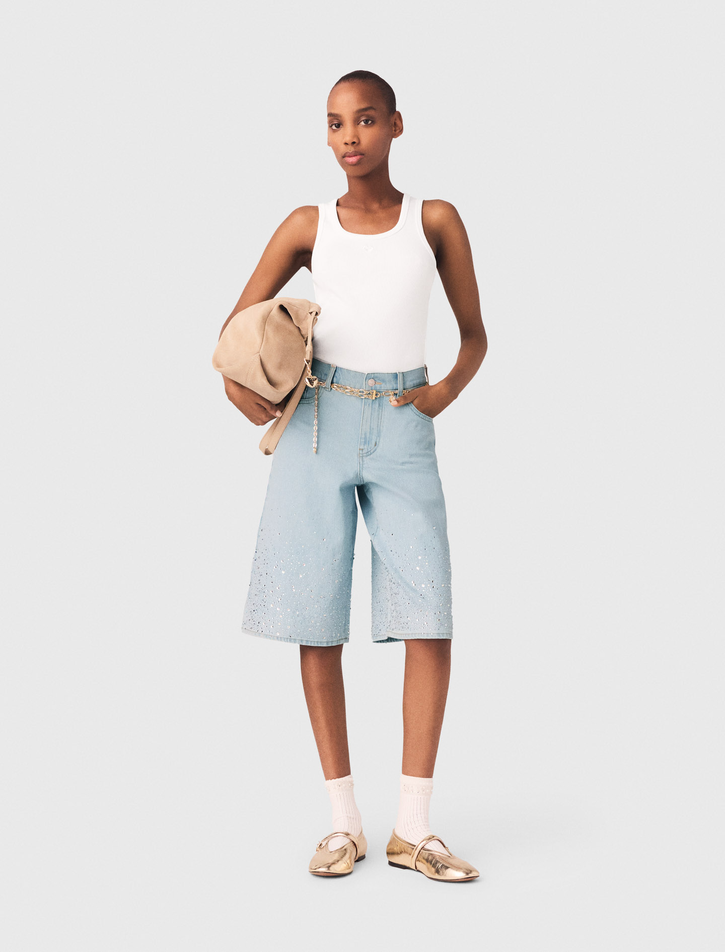 Rhinestone Bermuda shorts